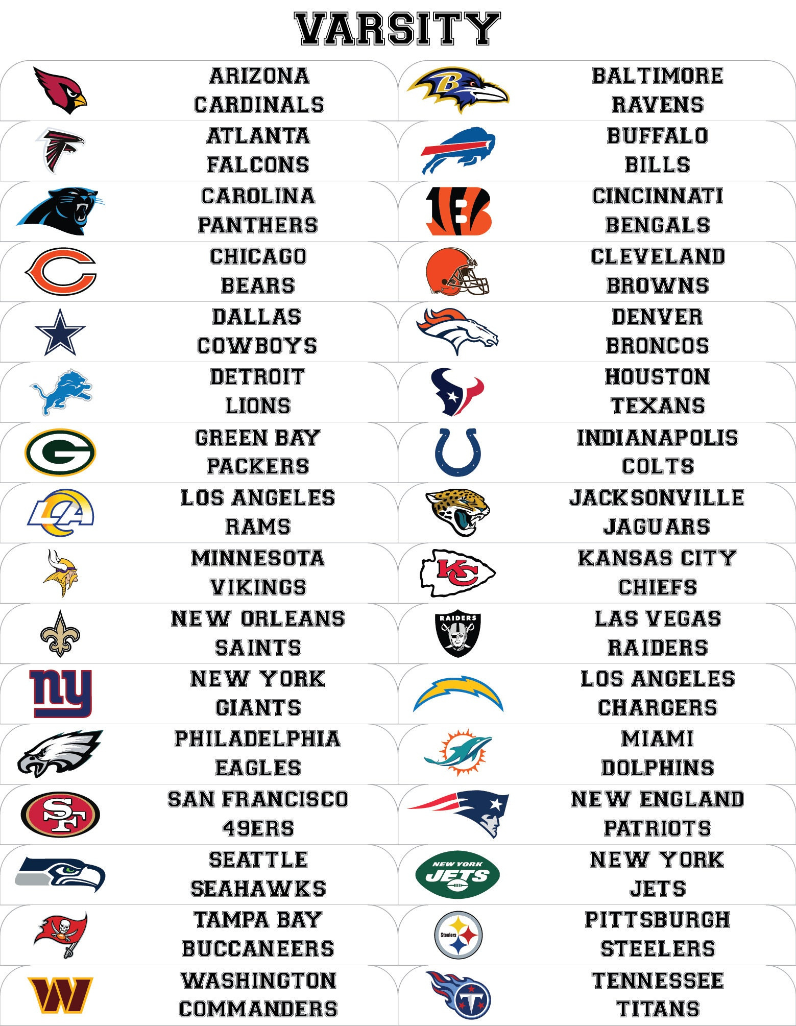 Sort Cardsprofessional Football Teams Card Dividers W/ Free pertaining to Printable List of Nfl Teams in Alphabetical Order