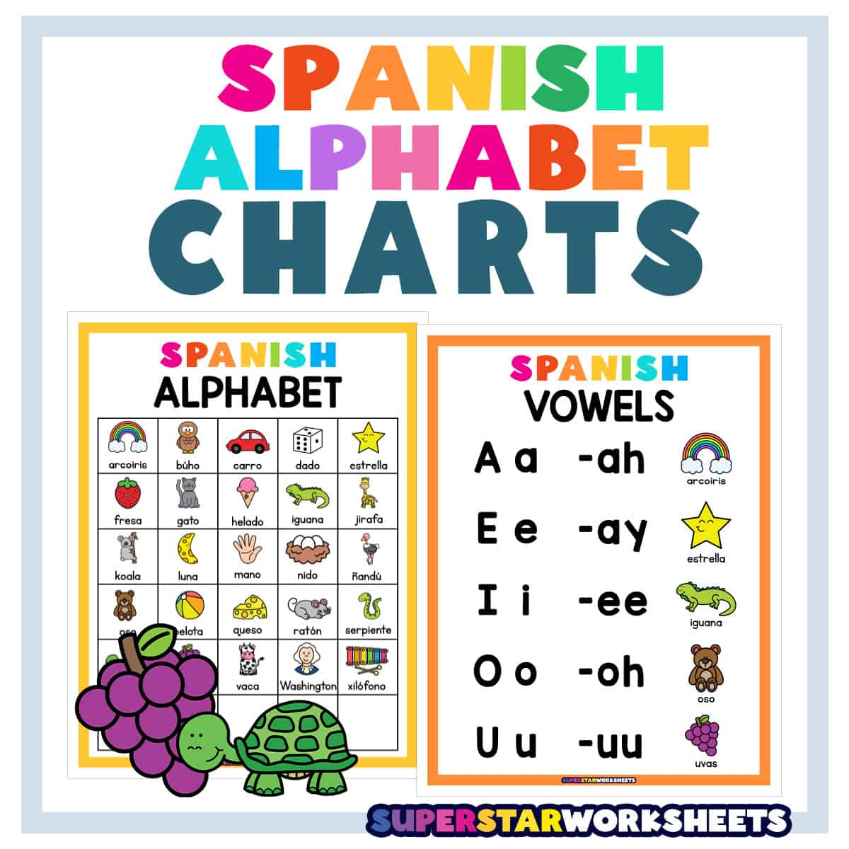 Spanish Alphabet Chart - Superstar Worksheets in Spanish Alphabet Free Printable