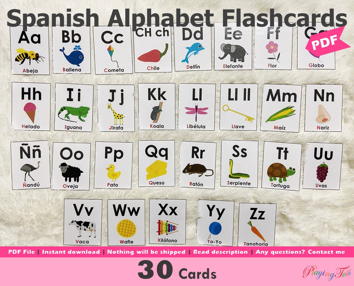 Spanish Alphabet Flash Cards Printable, Alphabet Picture throughout Spanish Alphabet Flashcards Printable