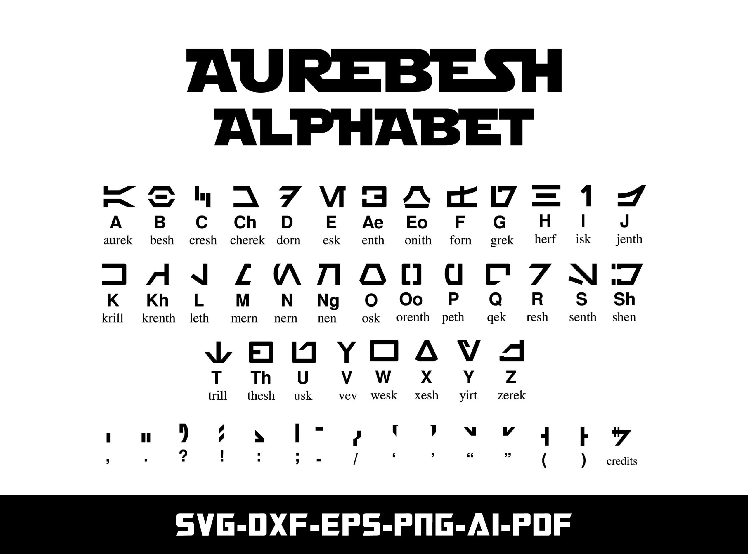Star Wars Aurebesh Alphabet Svg, Dxf, Eps, Cut File For Cricut And in Star Wars Alphabet Printable