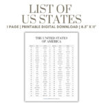 State Abbreviation   Etsy New Zealand   Worksheets Library Regarding Printable State Abbreviations In Alphabetical Order