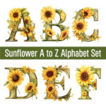 Sunflower Clipart Letter Sunflower Png Sunflower Font Alphabet Png With Printable Sunflower Alphabet Letters