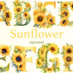 Sunflowers Alphabet | Yellow Lettersglamartzhanna | Thehungryjpeg Inside Printable Sunflower Alphabet Letters