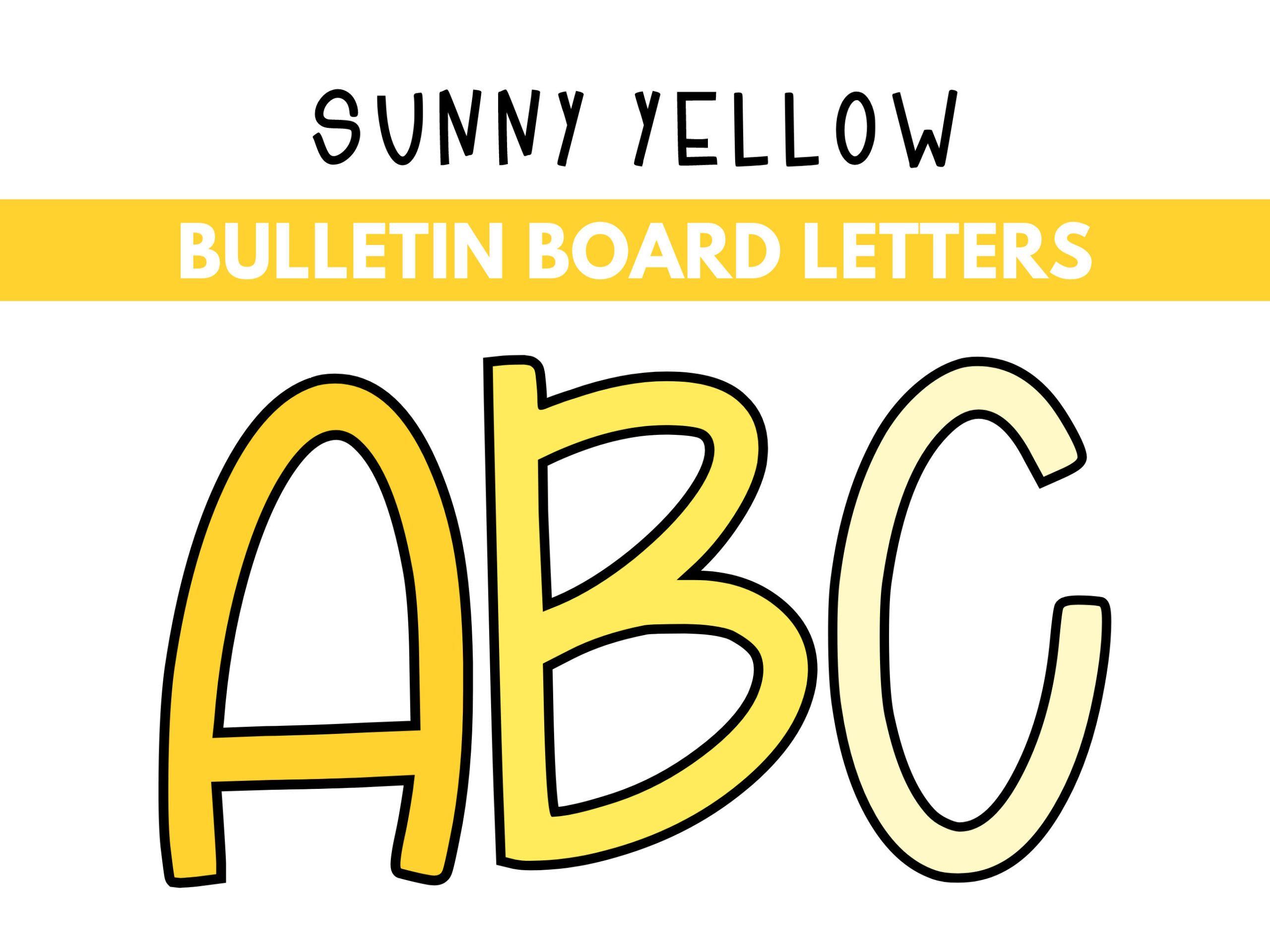 Sunny Yellow Bulletin Board Letters Printable Diy Instant Download within Free Printable Yellow Alphabet Letters
