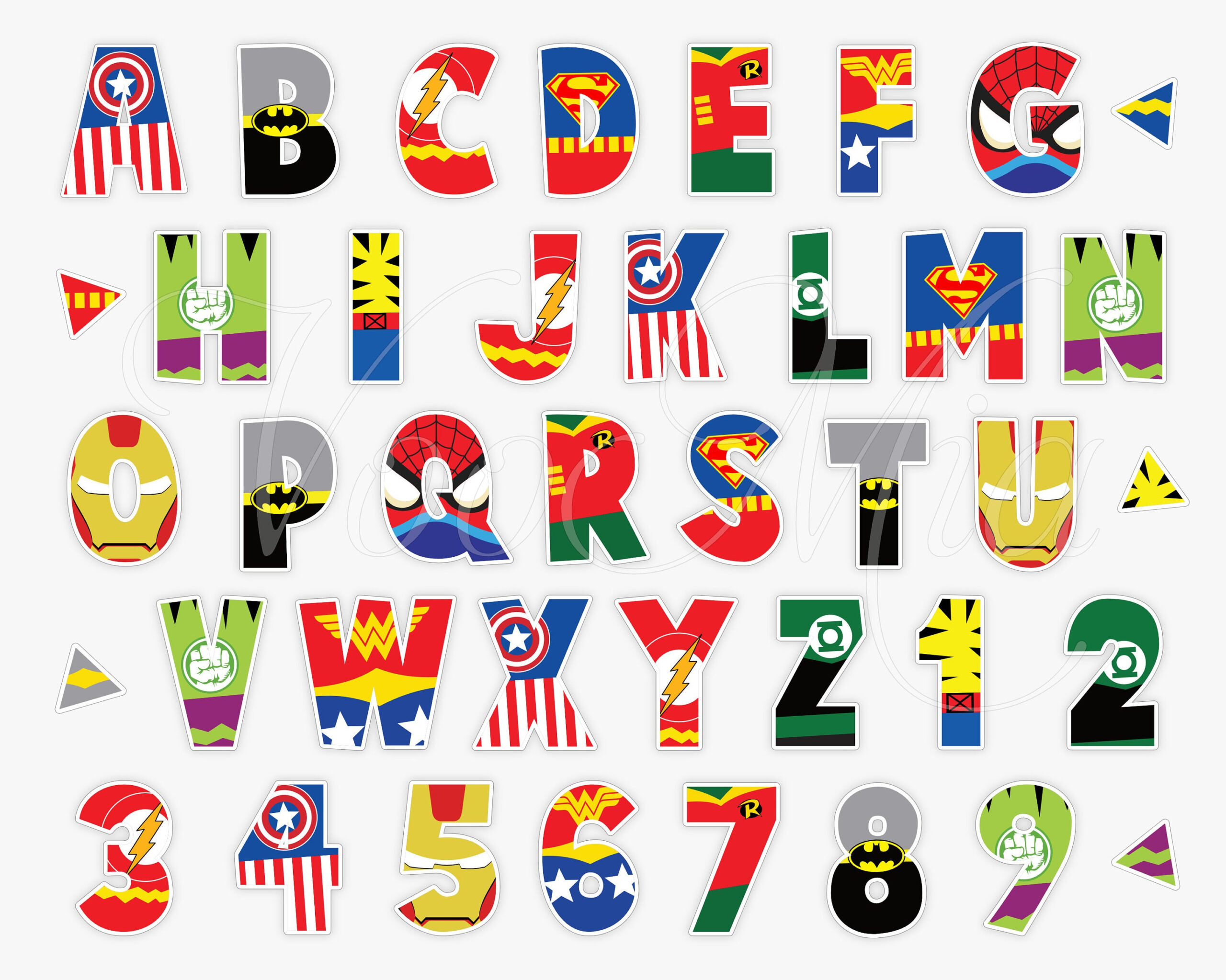 Superhero Alphabet Printable Letters, Superheroes Font Characters for Superhero Alphabet Letters Printable