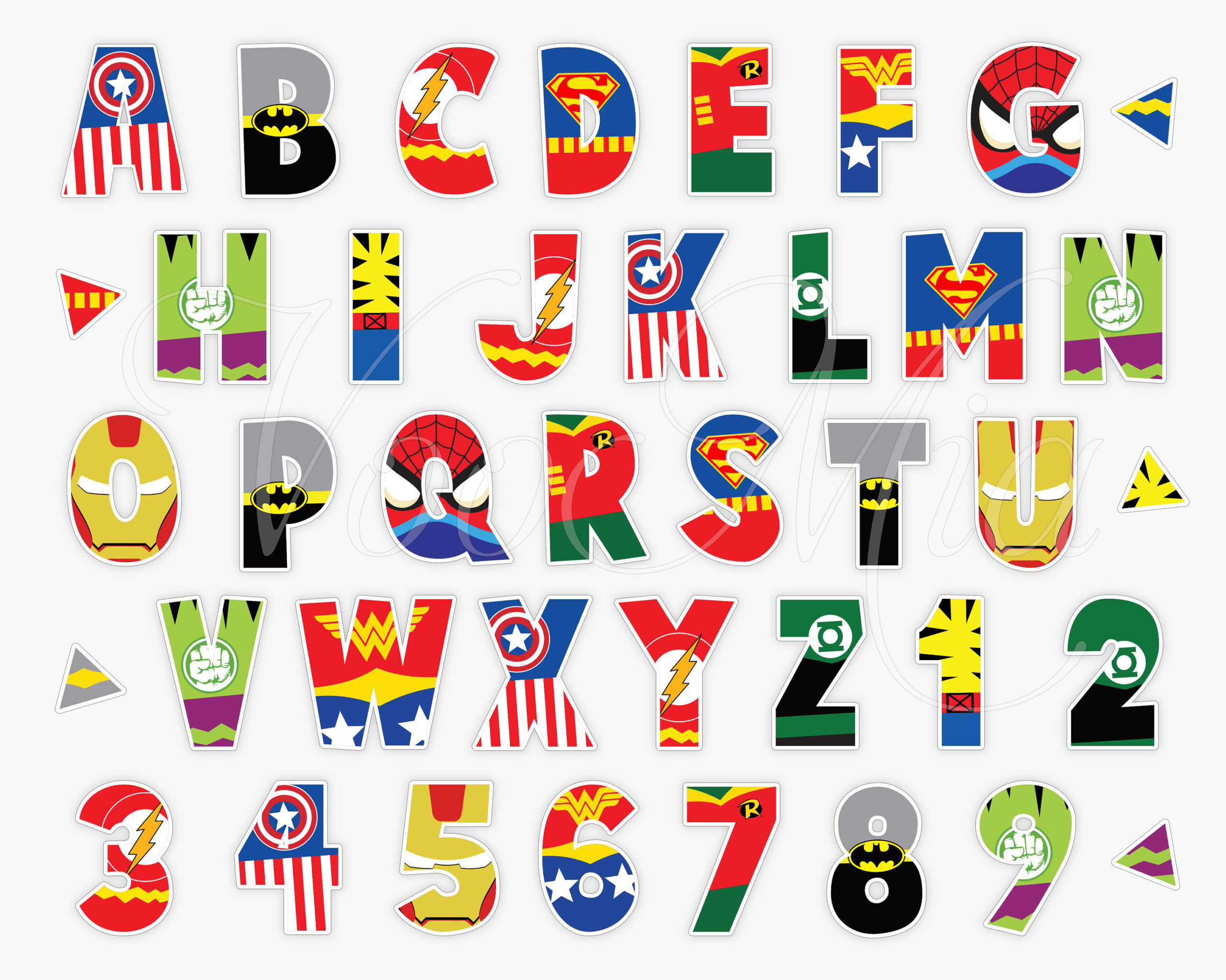 Superhero Alphabet Printable Letters, Superheroes Font Characters intended for Free Printable Superhero Alphabet Letters