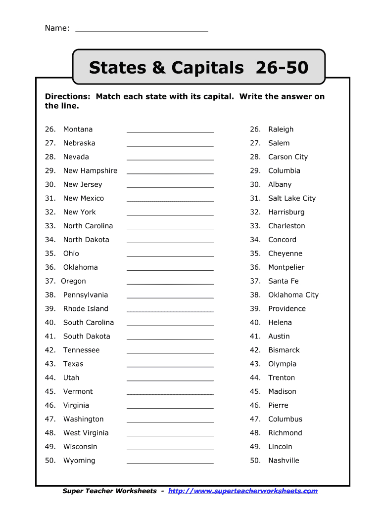 The 36 State And Capital Pdf - Fill Online, Printable, Fillable with regard to Printable List Of 50 States And Capitals In Alphabetical Order
