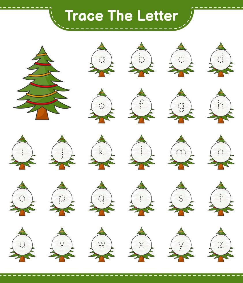 Trace The Letter. Tracing Letter Alphabet With Christmas Tree inside Alphabet Christmas Tree Printable