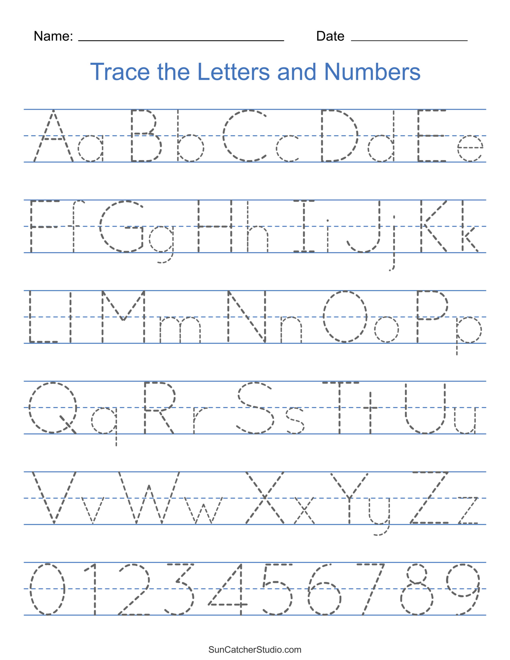 Tracing Alphabet Letters (Printable Handwriting Worksheets) – Free for Free Printable Alphabet Tracing