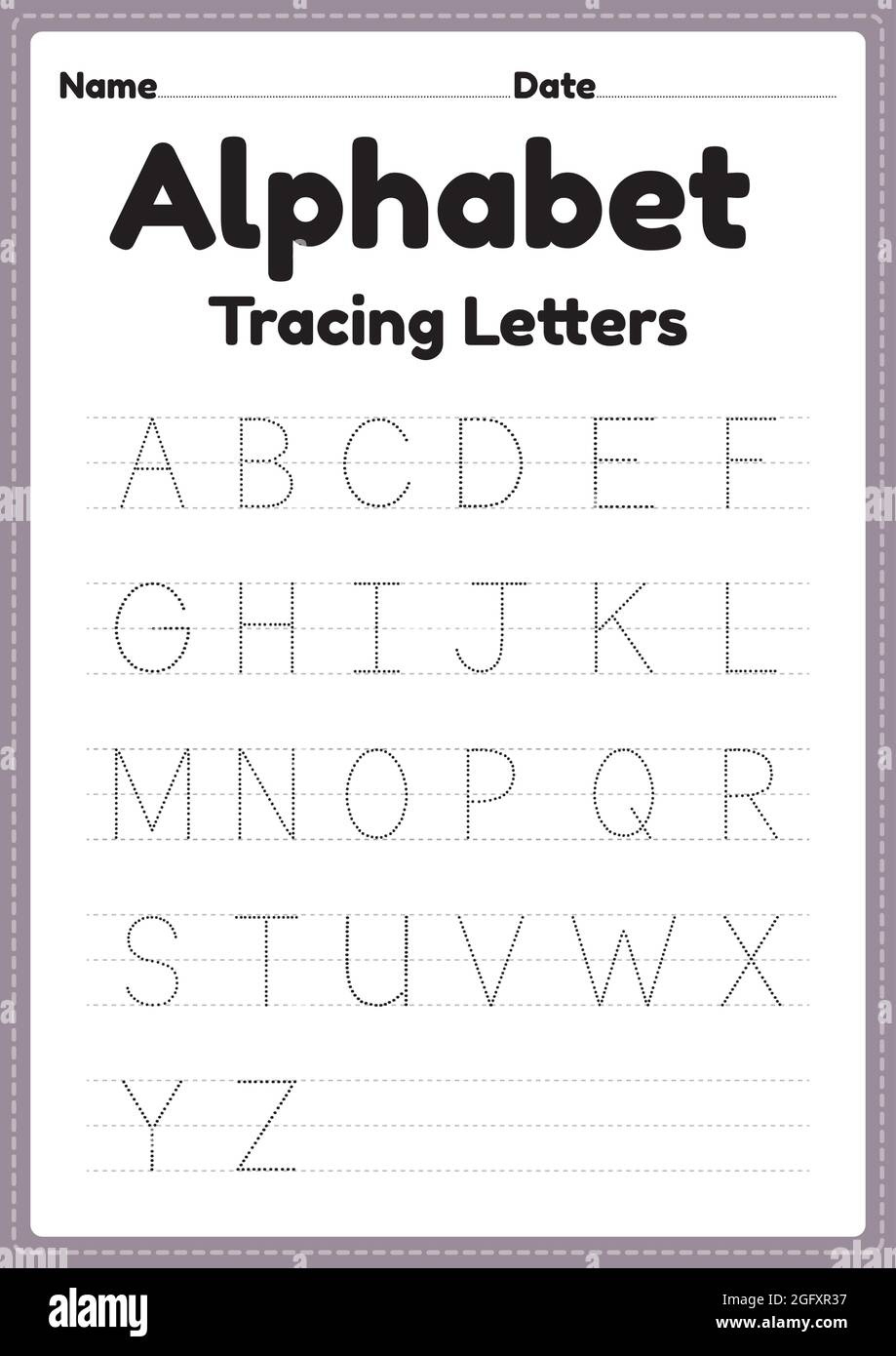 Tracing Letters Alphabet Worksheet For Kindergarten And Preschool with Printable Alphabet Sheets For Preschoolers