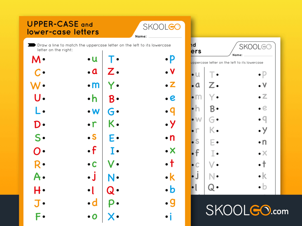 Upper-Case And Lower-Case Letters - Free Worksheet For Kids for Alphabet Upper Case And Lower Case Printable