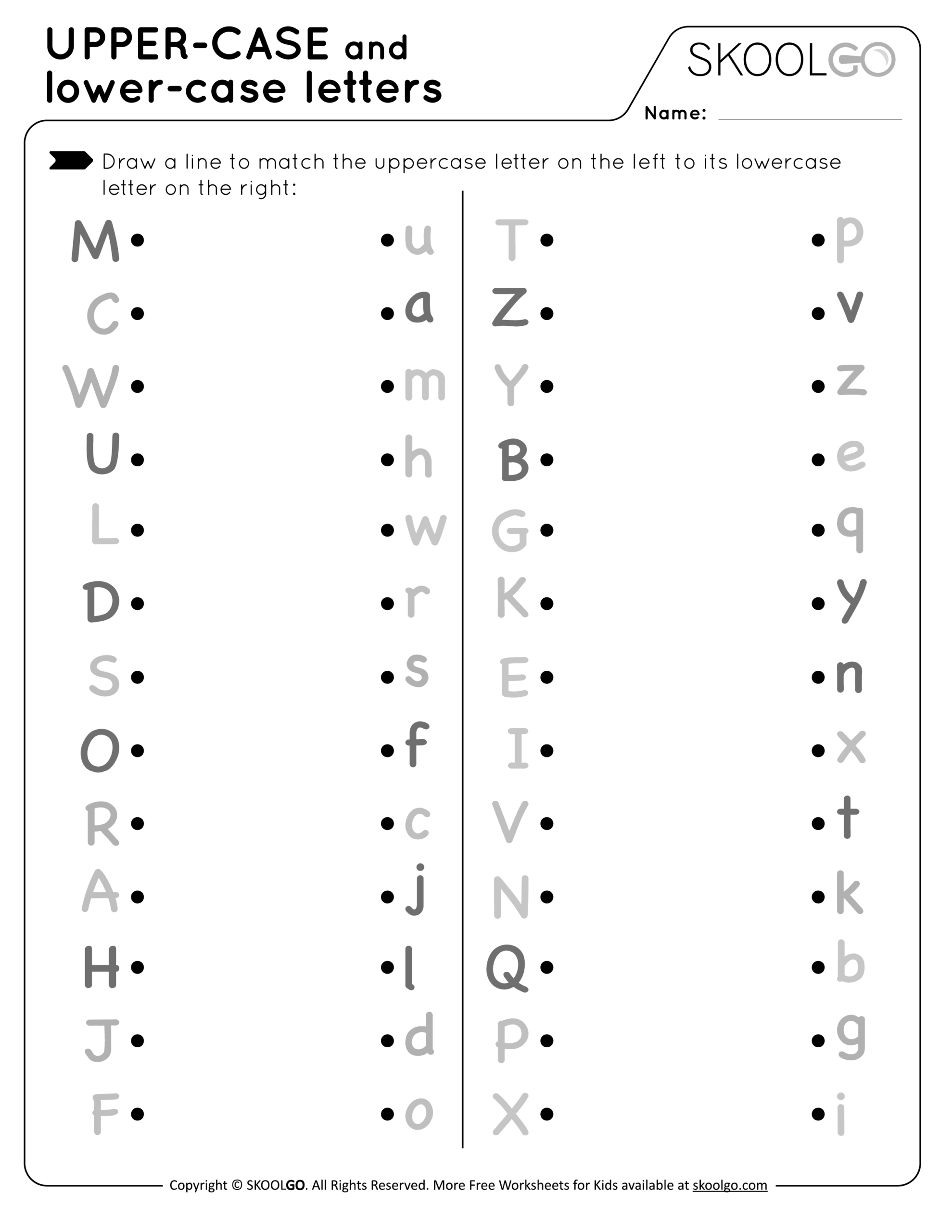 Upper-Case And Lower-Case Letters - Free Worksheet For Kids inside Free Printable Alphabet Letters Upper and Lower Case Worksheets