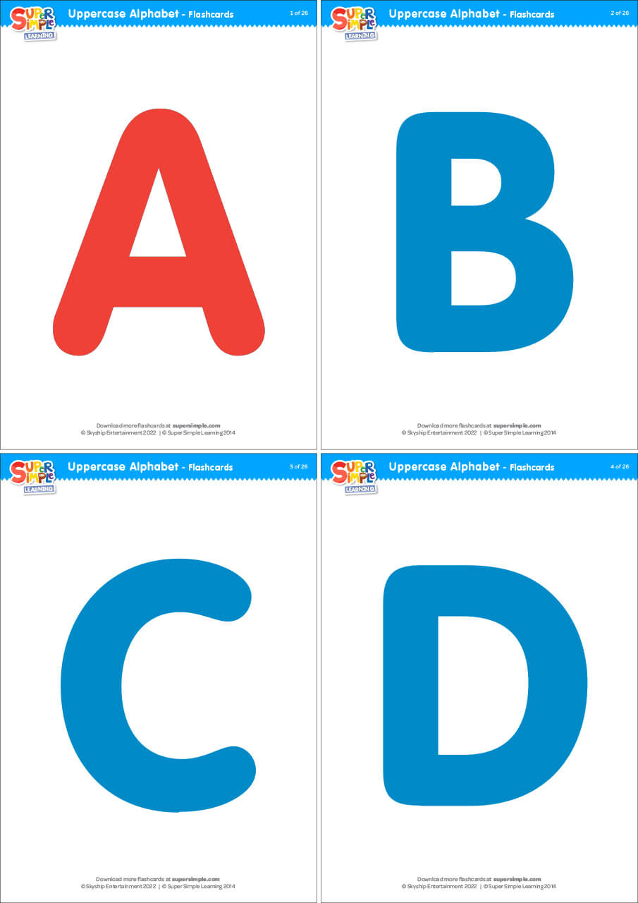 Uppercase Alphabet Flashcards - Super Simple for Alphabet Cards with Pictures Printable