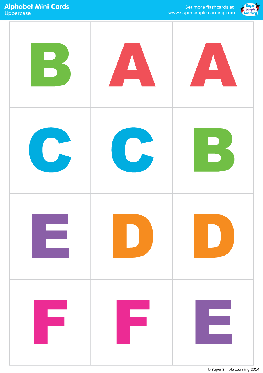 Uppercase Alphabet Mini Cards (Colorful Version) - Super Simple inside Alphabet Capital Letters Printable