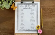 Usa 50 States Alphabetical Order Free Printable – The Art Kit with Free Printable List of States in Alphabetical Order