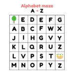 Vector Illustration. Game For Preschool And School Children In A To Z Alphabet Maze Printable