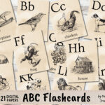 Vintage Abc Flashcards Digital Download, 21 Pages Of Printable With Printable Vintage Alphabet Cards