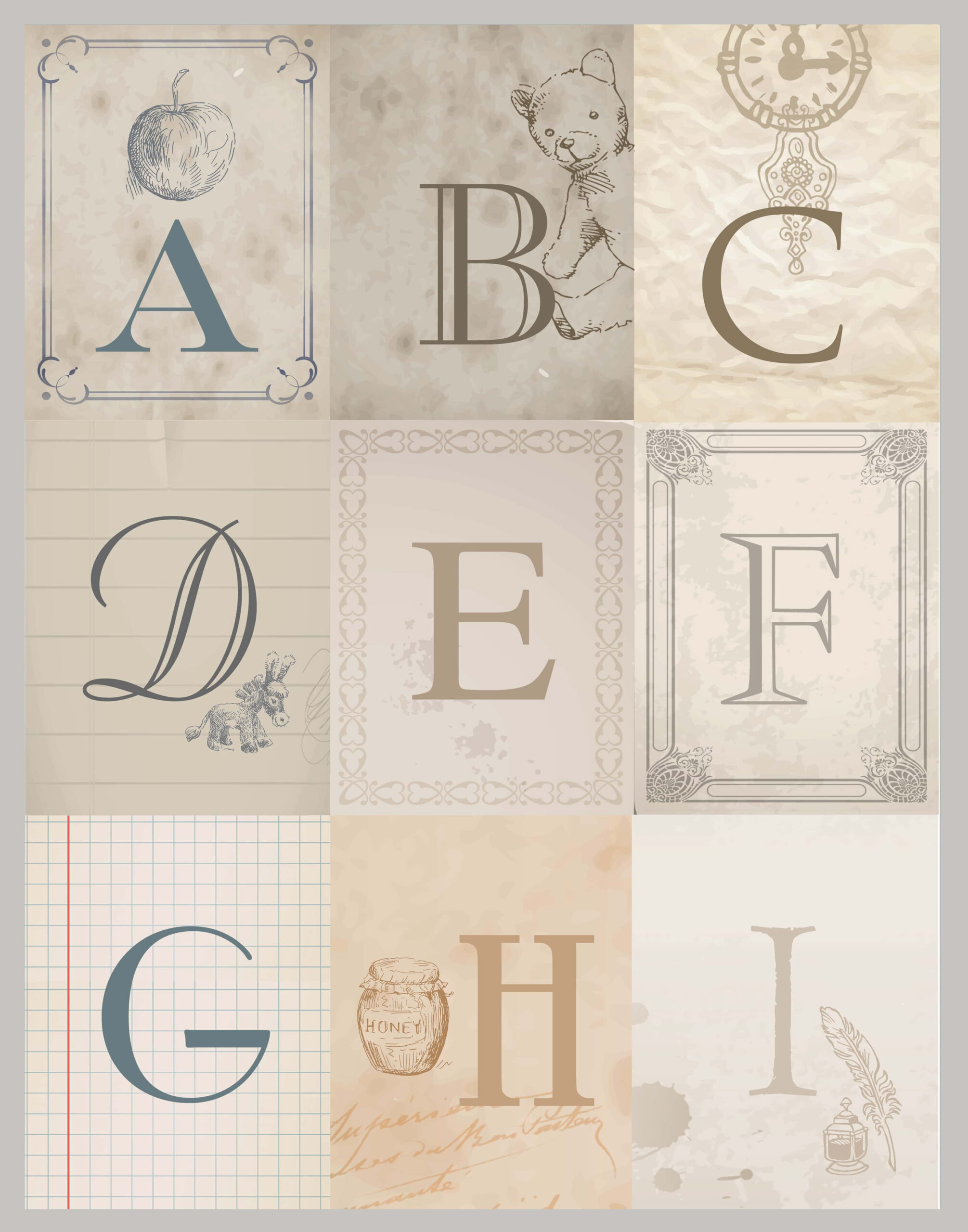 Vintage Alphabet Printables - Beautiful And Fun Printables For Free regarding Vintage Alphabet Letters Printable