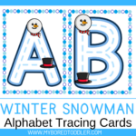 Winter Snowman Alphabet Tracing Cards Uppercase Toddler Preschool With Regard To Free Printable Winter Alphabet Letters