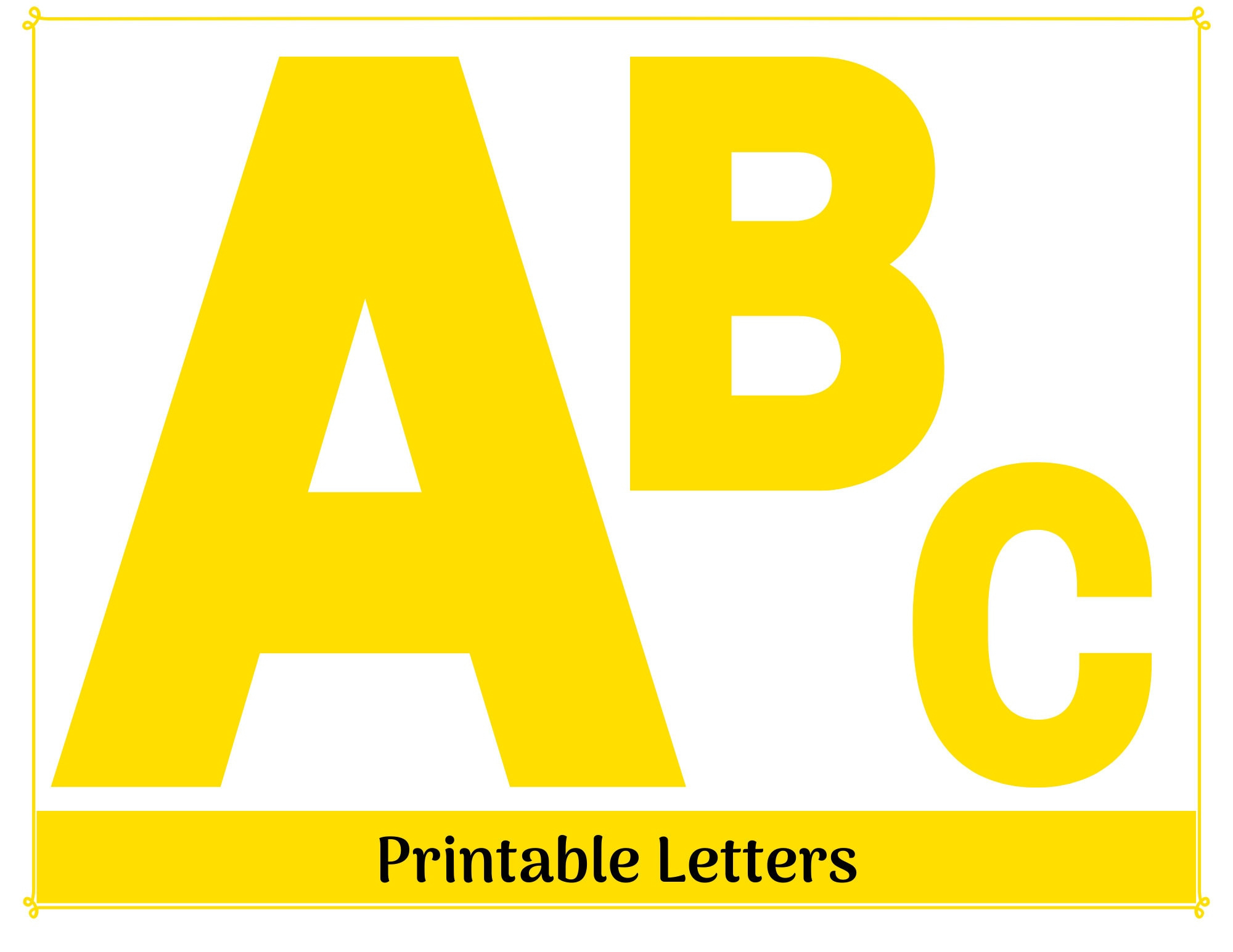 Yellow Alphabet Clip Art Letters A-Z, Numbers 0-9 Printable inside Printable Yellow Alphabet Letters