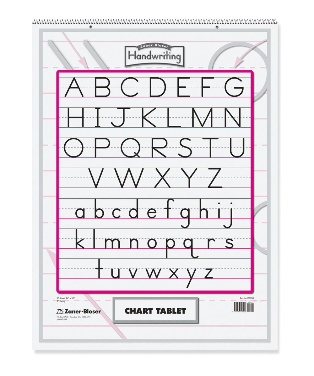 Zaner-Bloser Chart Tablet, Manuscript Cvr., 2 In Ruled 24&amp;quot; X 32 regarding Zaner Bloser Printable Alphabet Chart