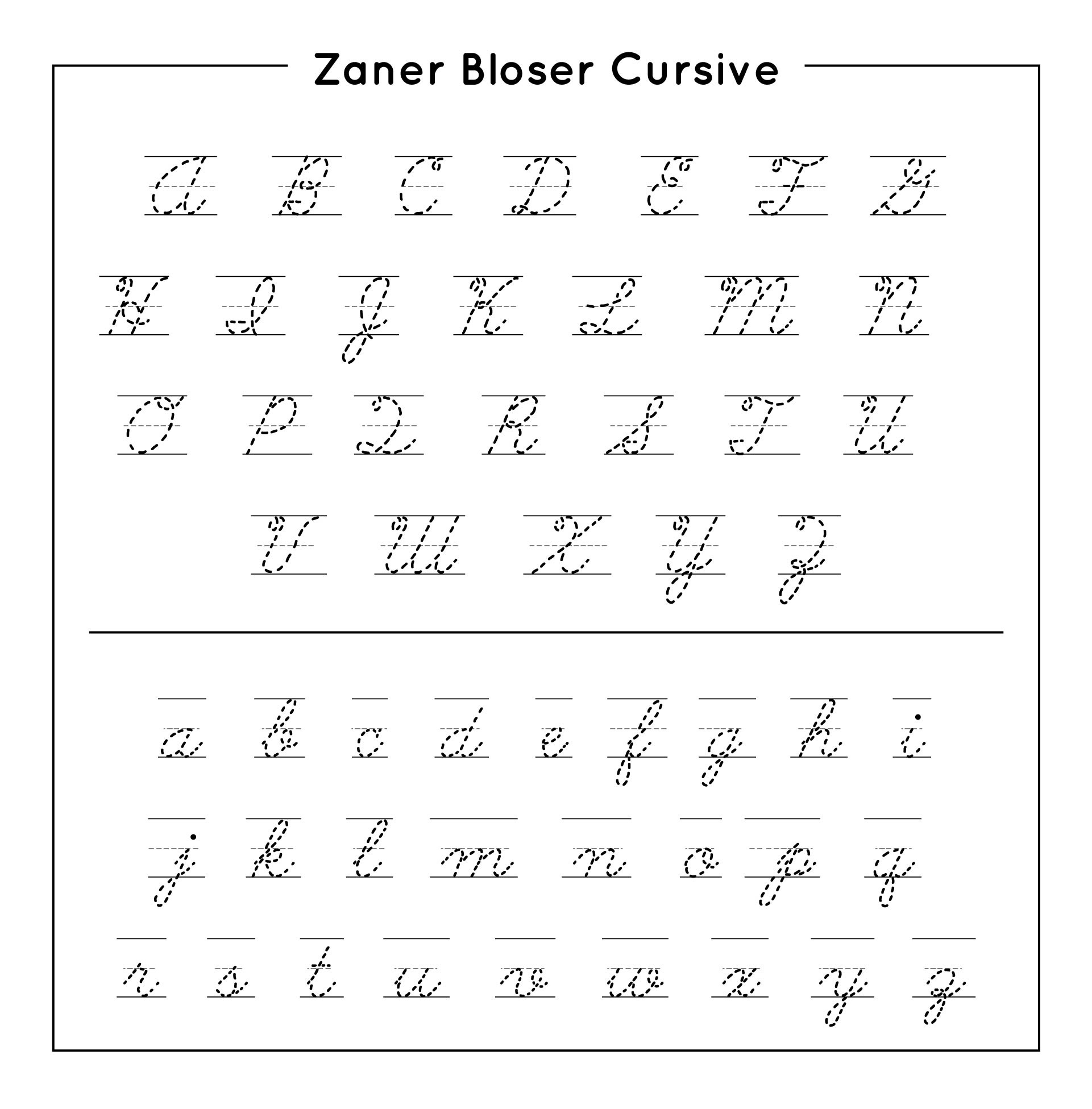 Zaner-Bloser Manuscript Alphabet - 10 Free Pdf Printables | Printablee with regard to Zaner Bloser Cursive Alphabet Free Printable