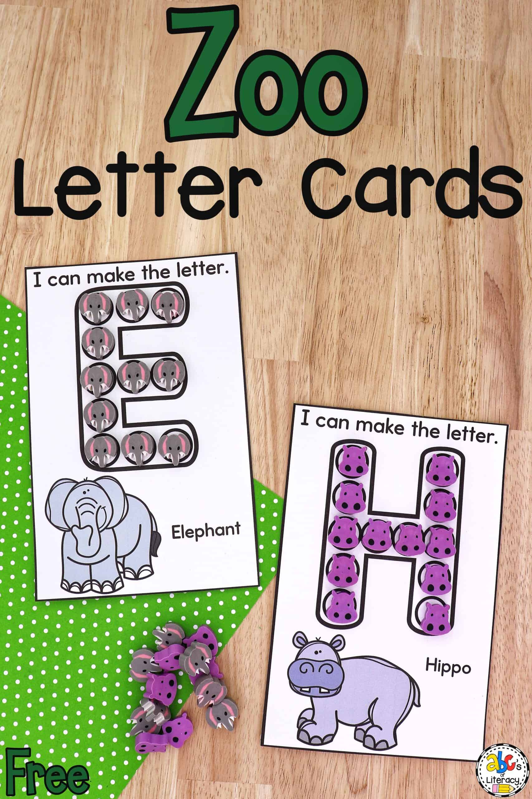 Zoo Letter Cards in Free Printable Zoo Phonics Alphabet Cards