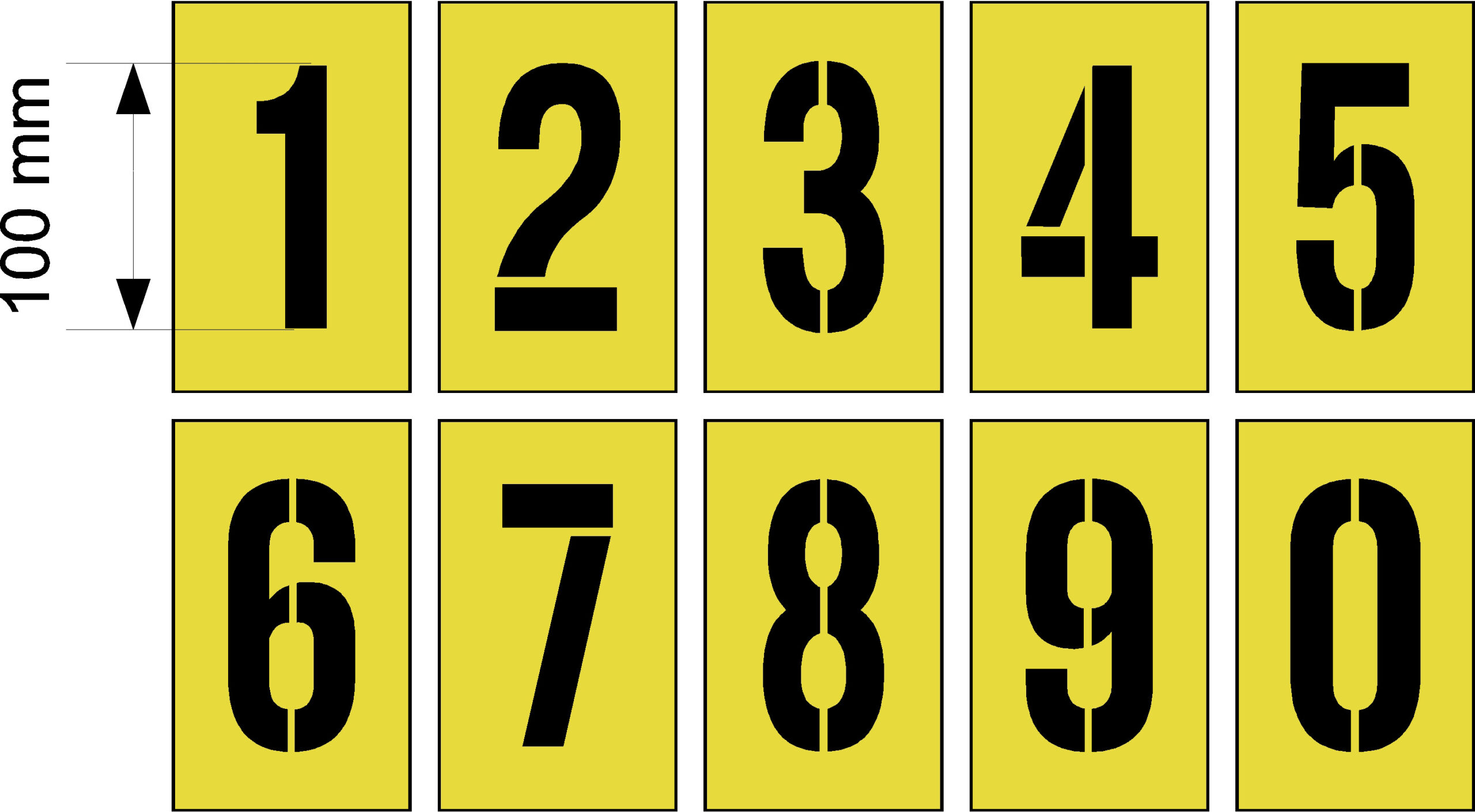 100Mm 0 To 9- Number Stencil Set - 1.5Mm in Number Stencils