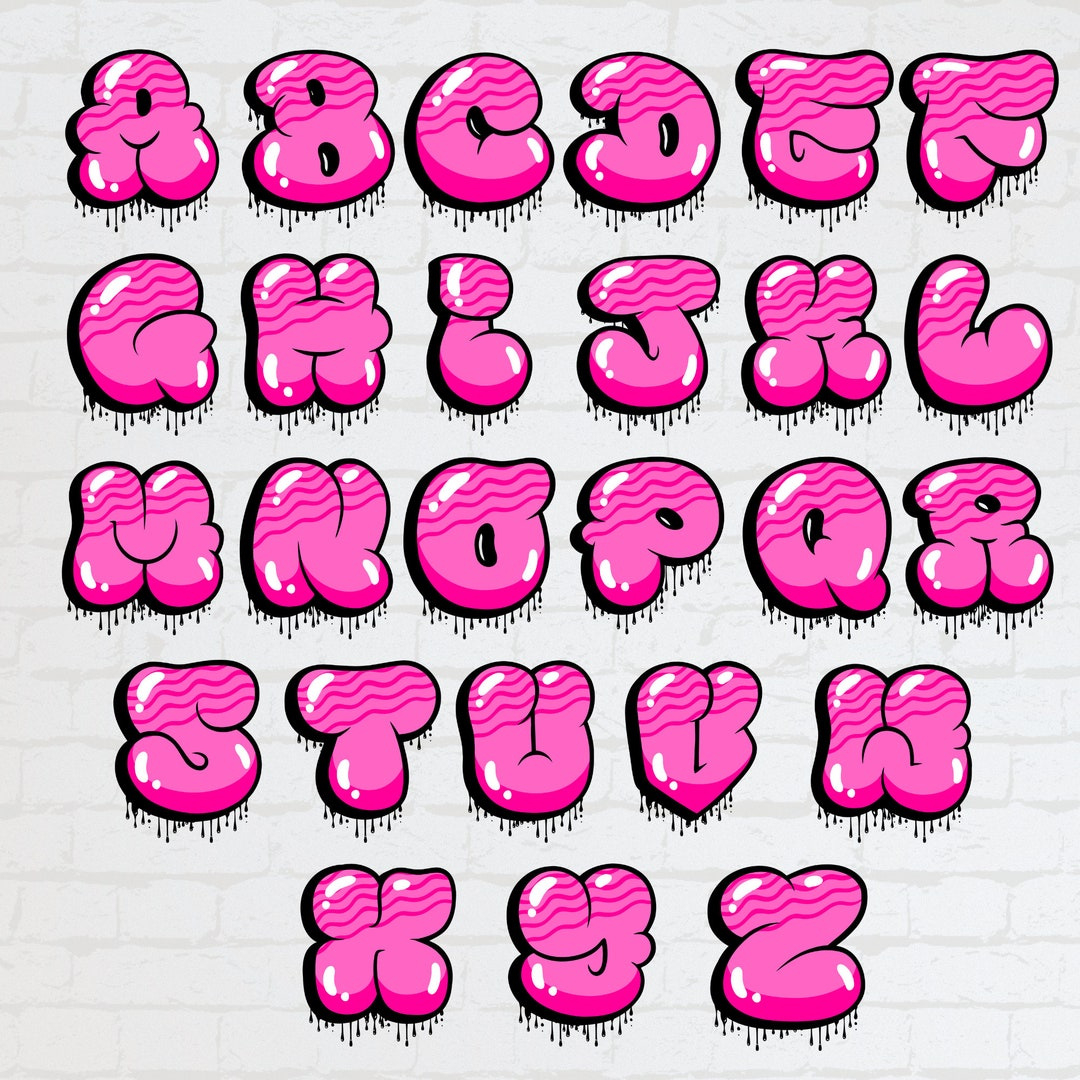 26 Png Graffiti Buchstaben Rosa Streifen Bubble Alphabet Png with regard to Bubble Letters Graffiti