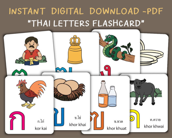 Thai Alphabet Flash Cards Printable