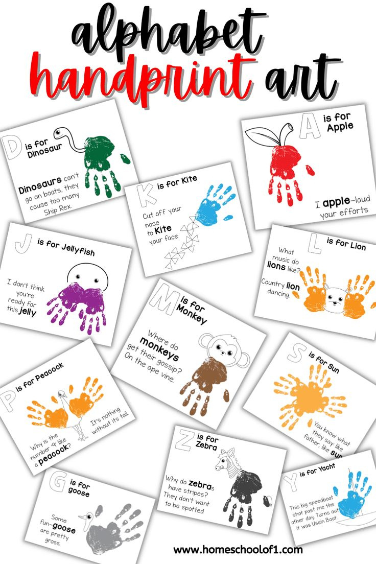 A-Z Free Alphabet Handprint Art throughout Free Alphabet Handprint Book Preschool