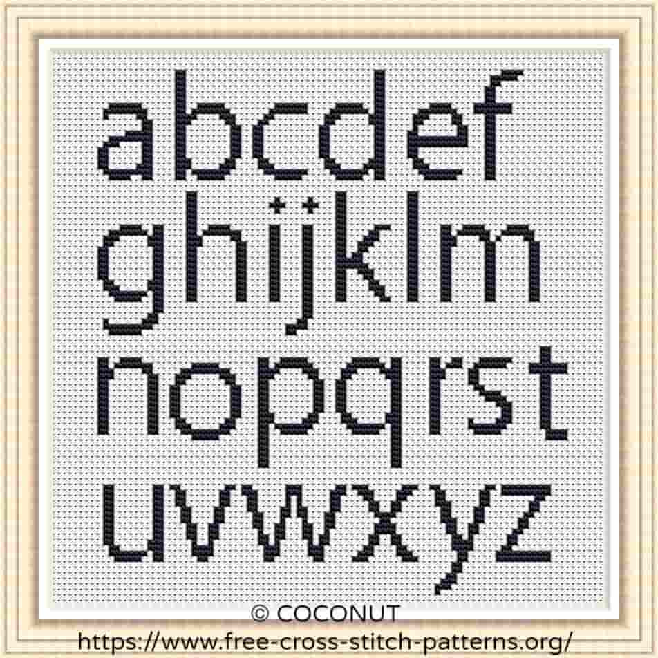 Alphabet #1 Lowercase, Free And Easy Printable Cross Stitch Pattern with Printable Cross Stitch Alphabet