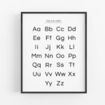 Alphabet Chart   Black And White   Children'S Bedroom, Nursery Or Inside Printable Alphabet Black And White