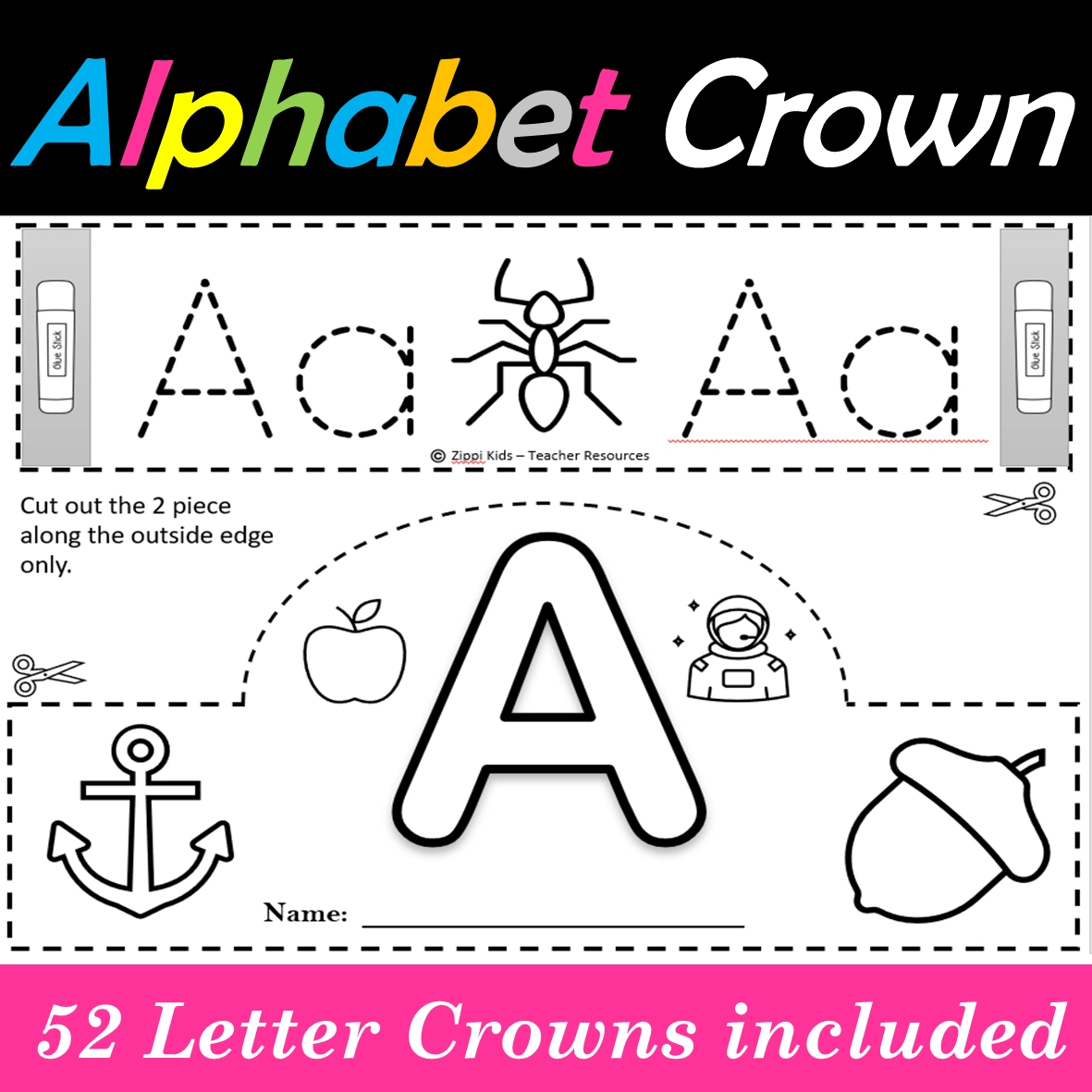 Alphabet Hats, Alphabet Crowns, Alphabet/Letter Craft - Beginning in Free Printable Alphabet Crown Printable
