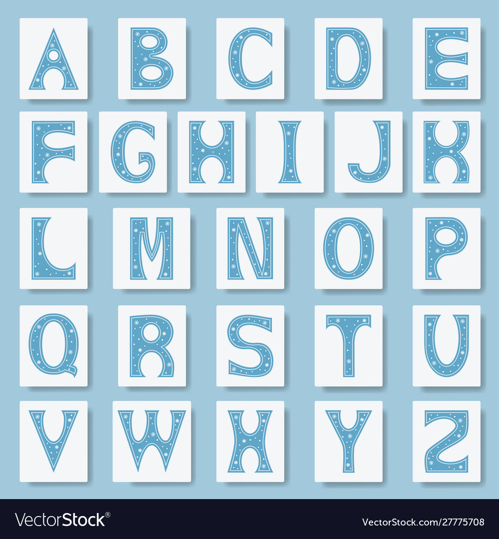 Alphabet Letters Font For Winter Royalty Free Vector Image intended for Printable Winter Alphabet Letters