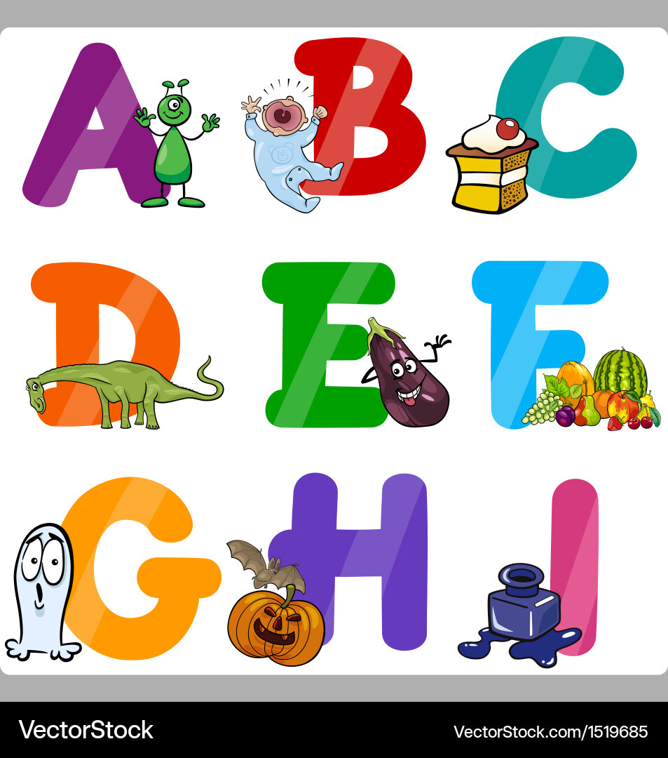 Alphabet Letters For Kids - Fun Learning Vector Image regarding Alphabet Letters With Pictures