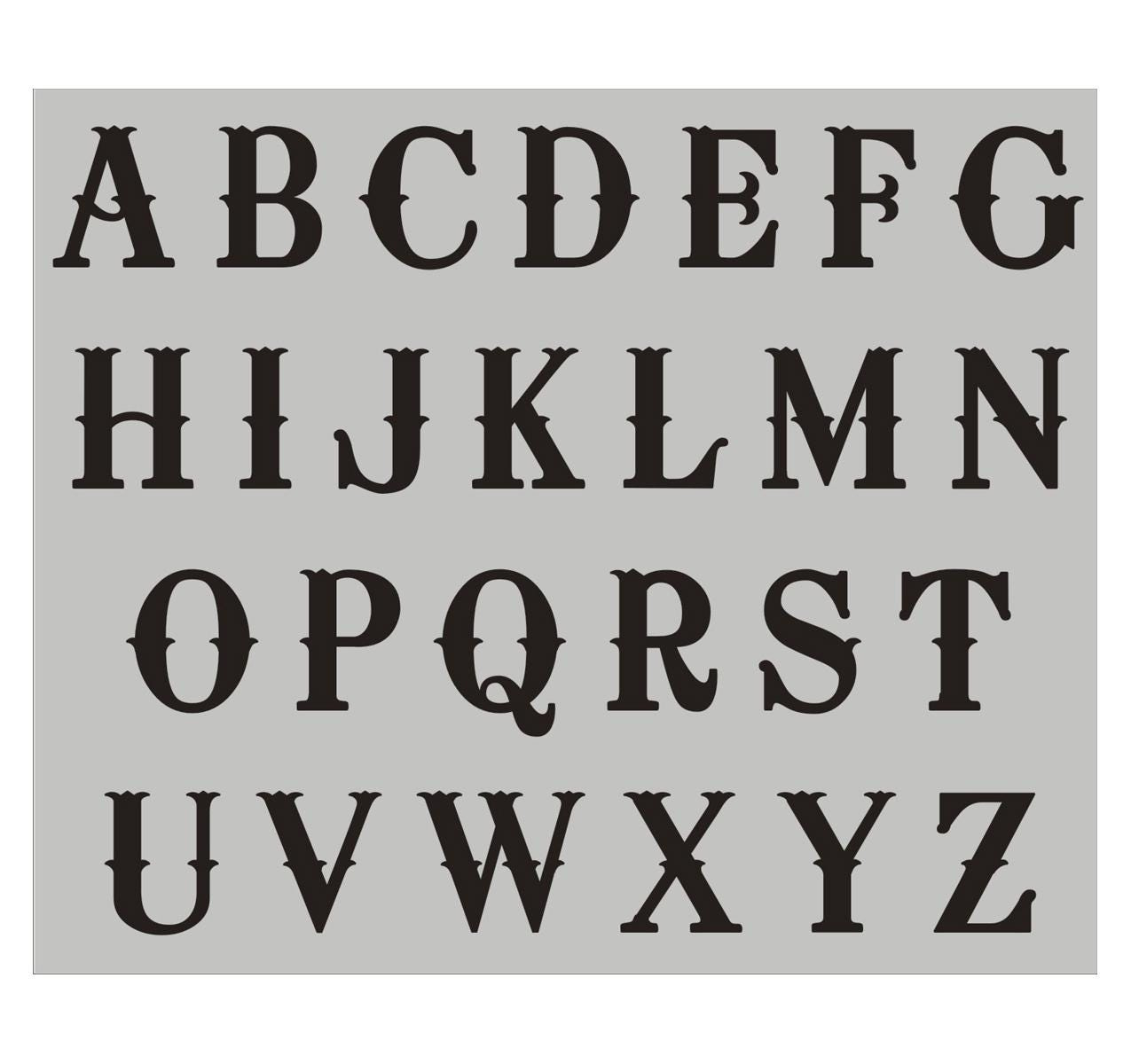 Alphabet Stencil - Western Letters - Alphabet For Painting - Letter Stencils - Upper Case Alphabet - Painting - Reusable 024Ok - 7 Sizes within Stencils Letters