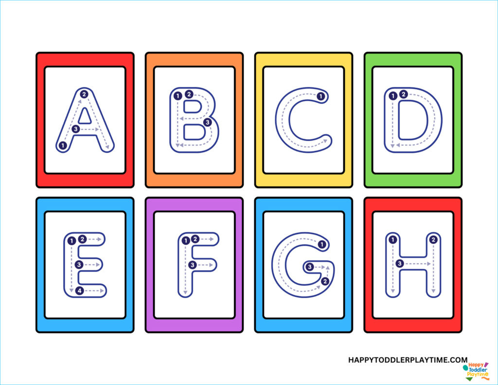 Alphabet Tracing Cards - Free Printable - Happy Toddler Playtime inside Printable Pictures With Alphabet Names