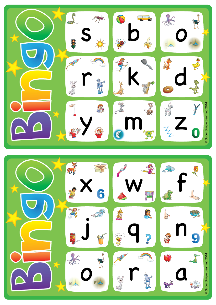 Alphabet/Vocabulary Bingo Game - Lowercase Letters A-Z - Super Simple intended for Alphabet Bingo Cards Free Printable