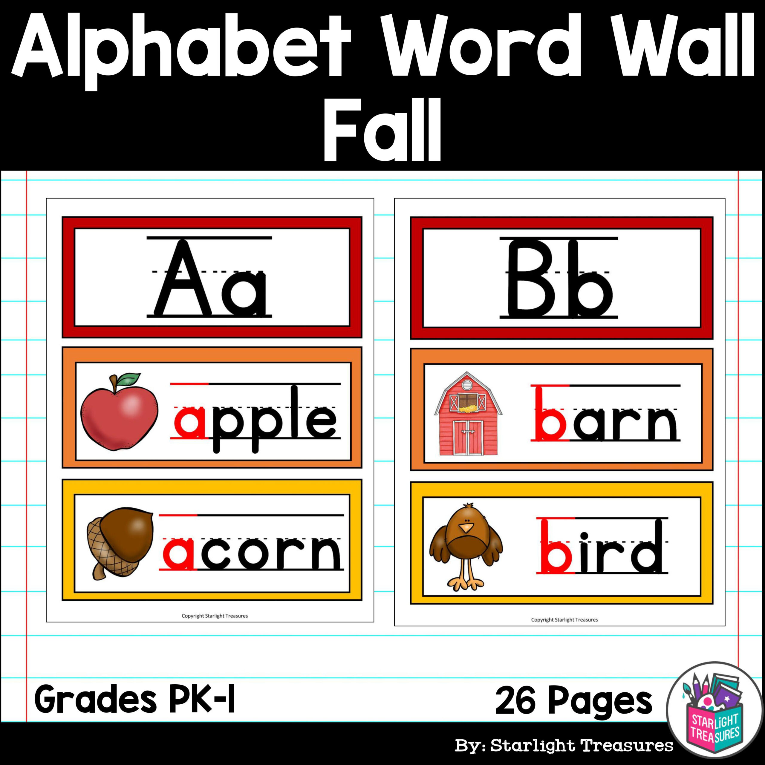 Alphabet Word Wall - Fall Theme - A-Z Word Wall - Classful regarding Alphabet Word Wall