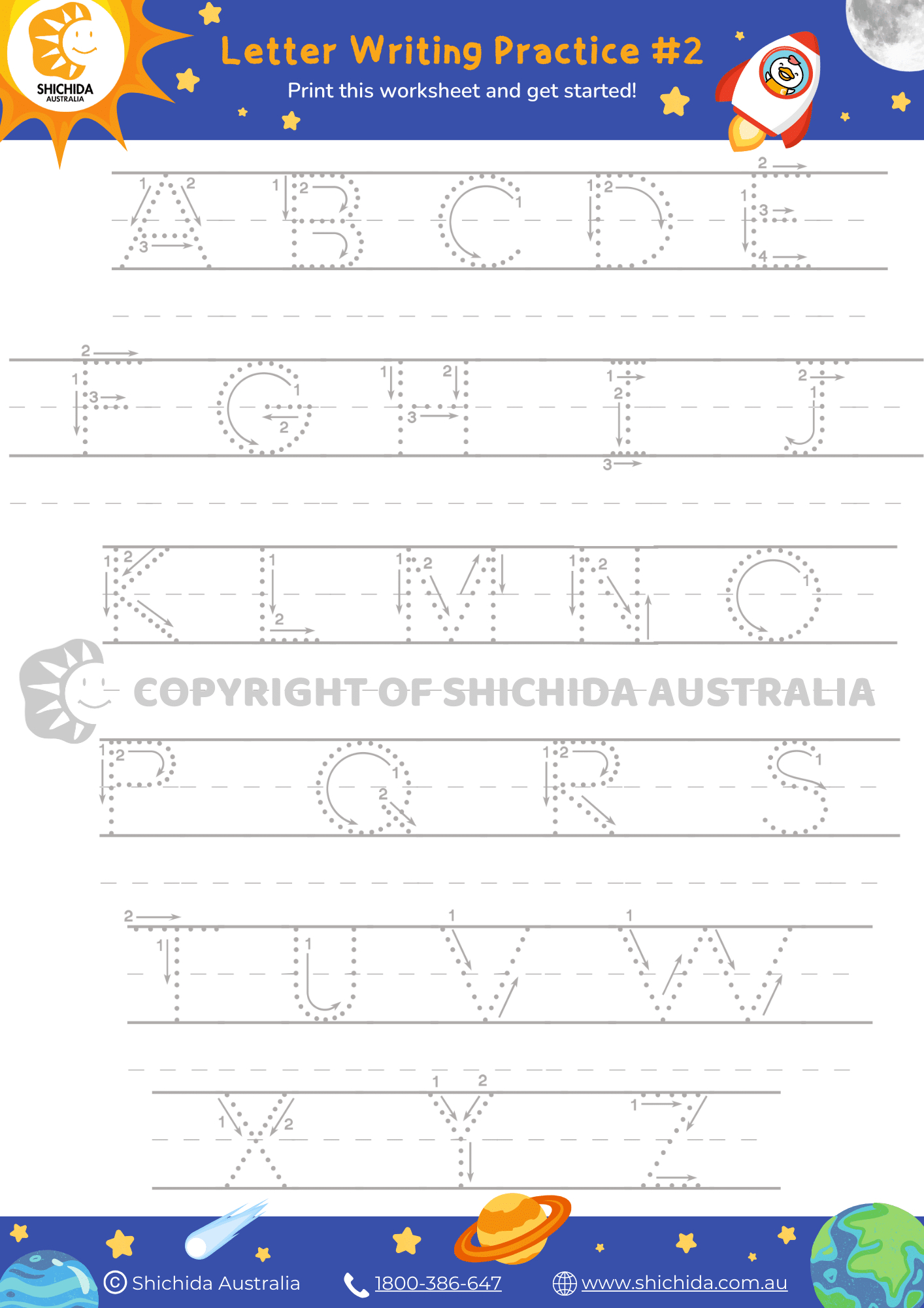 Alphabet Writing Worksheet 2: Free Letter Tracing For Kids in Write Letters to Print