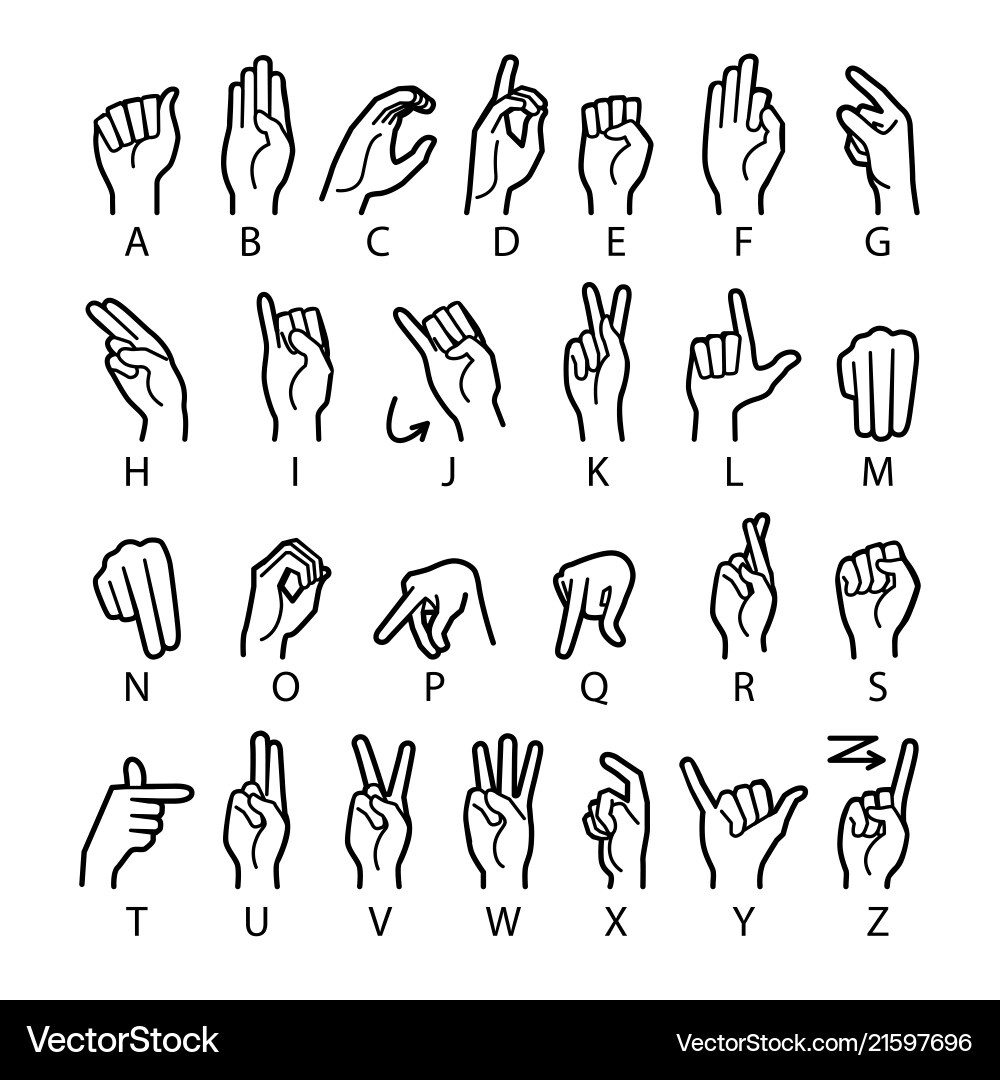 American Sign Language Alphabet Royalty Free Vector Image within Sign Language Alphabet