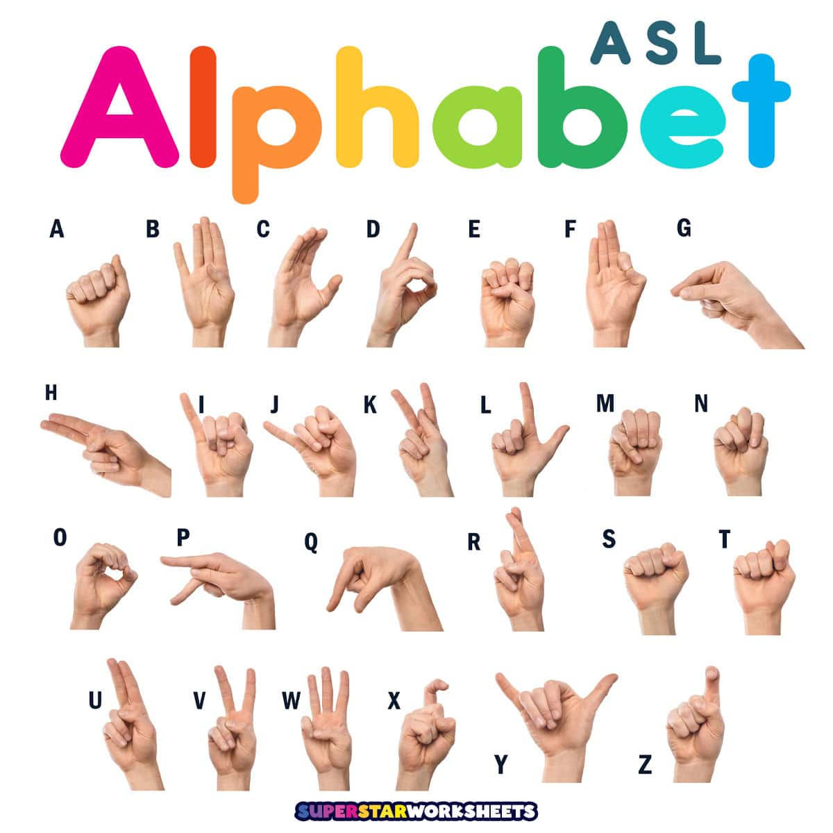 Asl Alphabet - Superstar Worksheets with regard to Sign Language Alphabet Chart