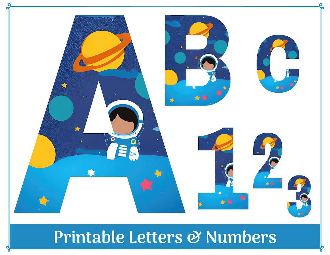 Astronaut Alphabet Letters &amp;amp; Numbers | Classroom Bulletin Board regarding Printable Space Alphabet Letters
