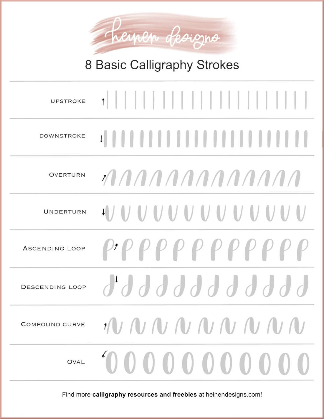 Basic Calligraphy Strokes Practice Sheet - Free Download with Calligraphy Practice Sheets