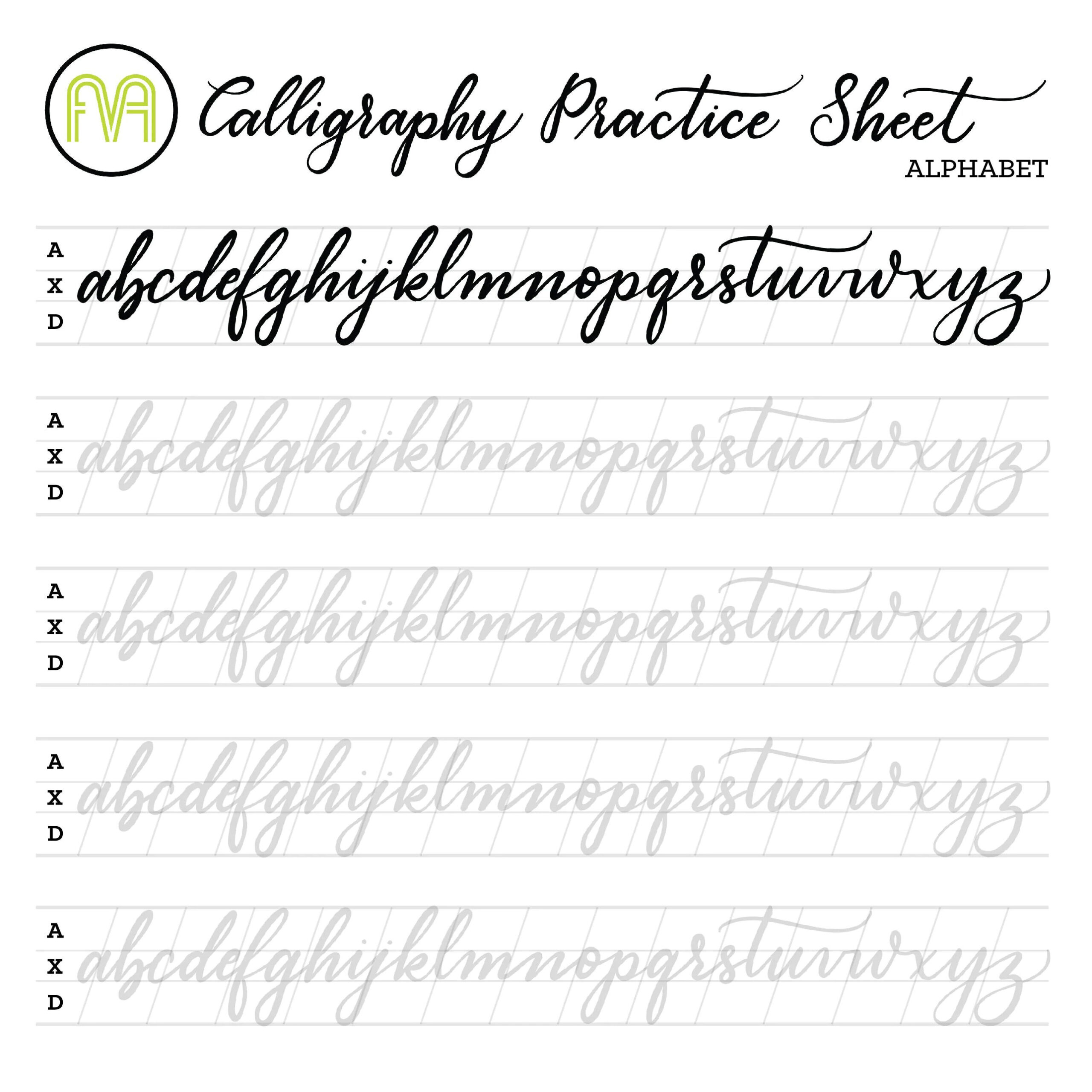 Beginner Printable Calligraphy Practice Sheets - Printable Party in Full Alphabet Practice Sheets Calligraphy