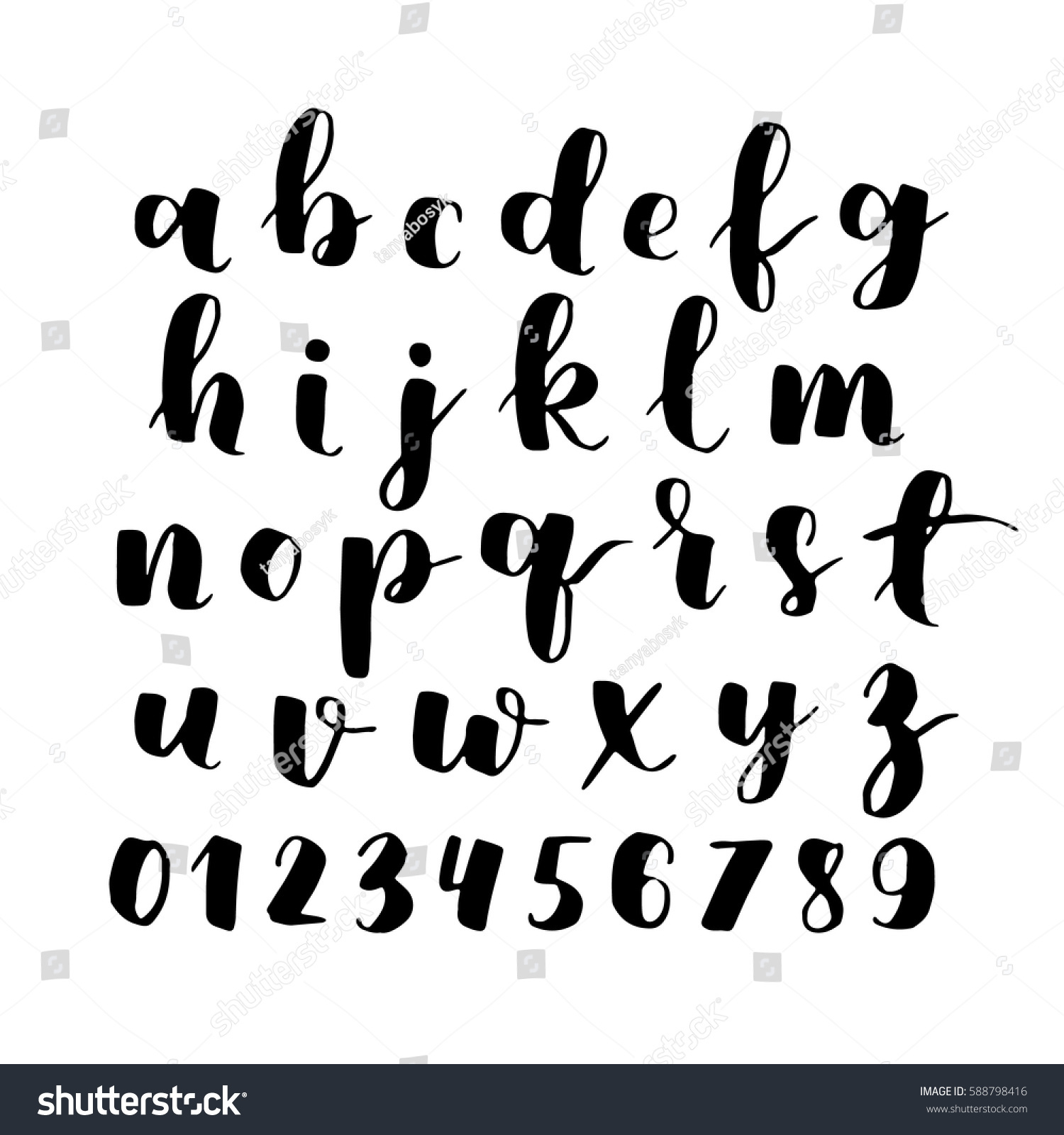 Black White Hand Lettering Alphabet Design: Stock-Vektorgrafik throughout Alphabet Lettering