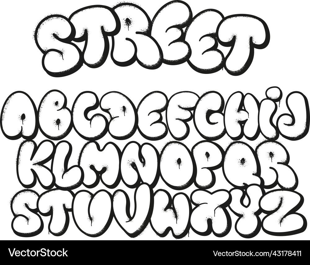 Bubble Graffiti Alphabet - Street Art Font Vektorbild in Graffiti Alphabet Letters