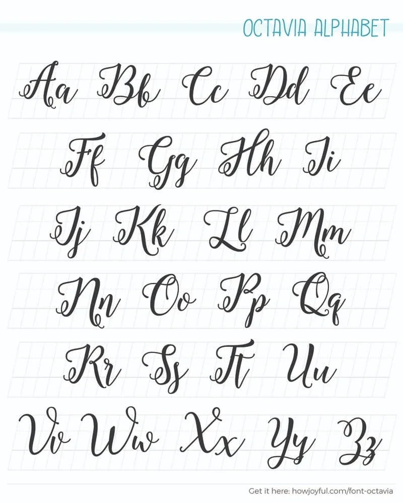 Calligraphy Alphabet Examples + Free Worksheets in Calligraphy Letters