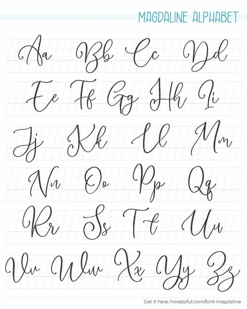 Calligraphy Alphabet Examples + Free Worksheets regarding Free Printable Calligraphy Alphabet Chart